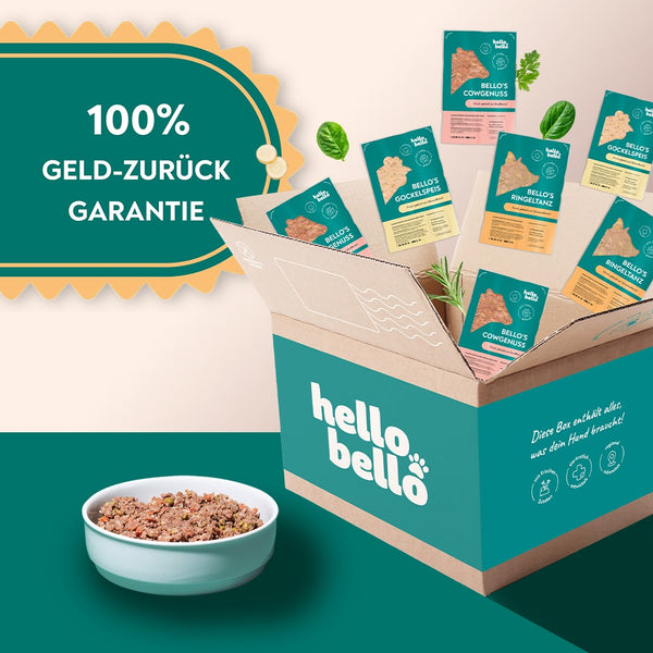 Rind & Huhn & Schwein - Frisch gekochtes Hundefutter, 800 Gramm